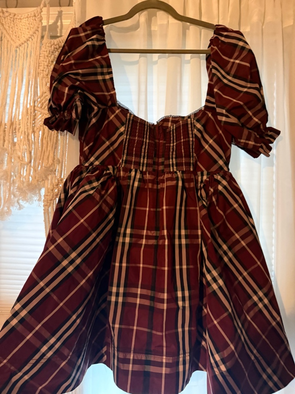 Maeve Puff-Sleeve Mini Dress from Anthropologie tartan plaid , nwt, sz L - Picture 9 of 12